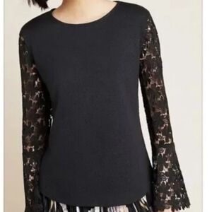 Anthropology Eric And Ali Delilah  Lace Sleeve Top XS NEW